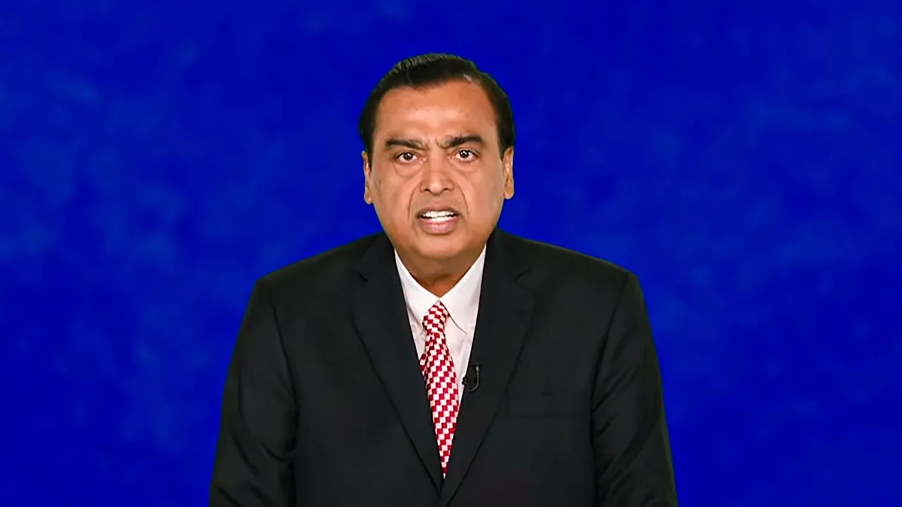 Reliance Industries (RIL) Chairman Mukesh Ambani addresses the 47th annual general meeting, in Mumbai, Thursday, Aug. 29, 2024.