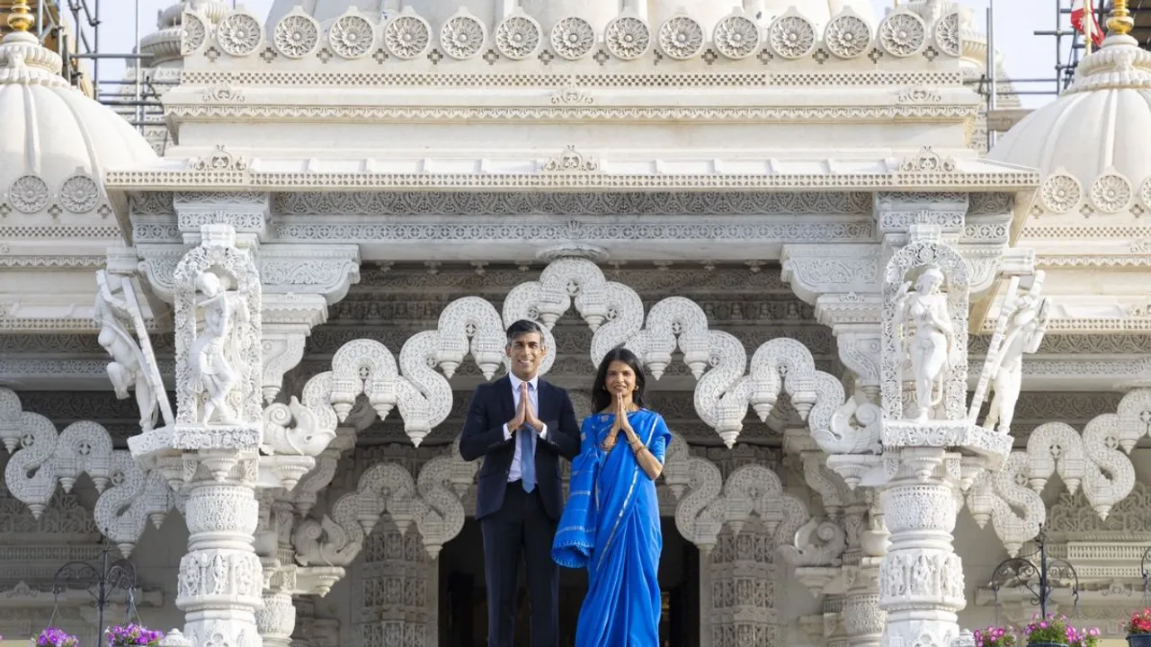 British Prime Minister Rishi Sunak and wife Akshata Murty sought divine blessings ahead of the July 4 general election at Neasden Temple