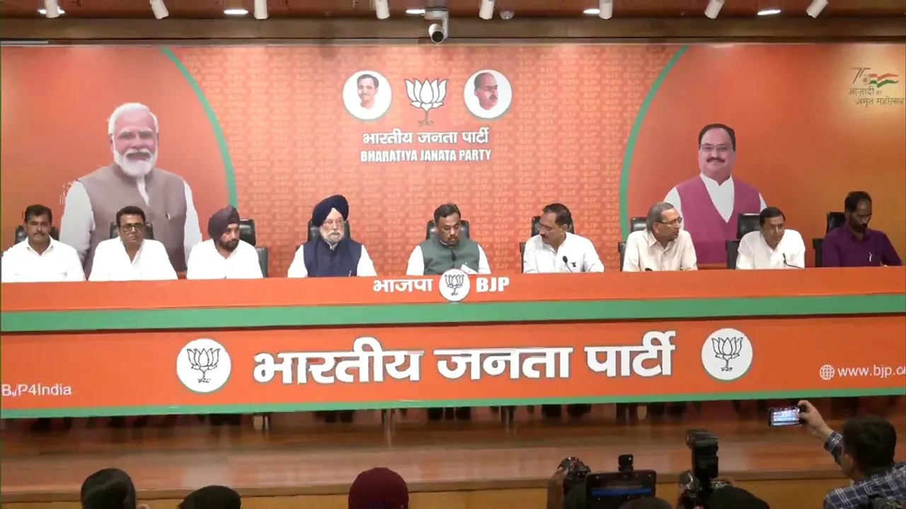 Congress leader Arvinder Singh Lovely joins BJP at the party headquarters in Delhi. 