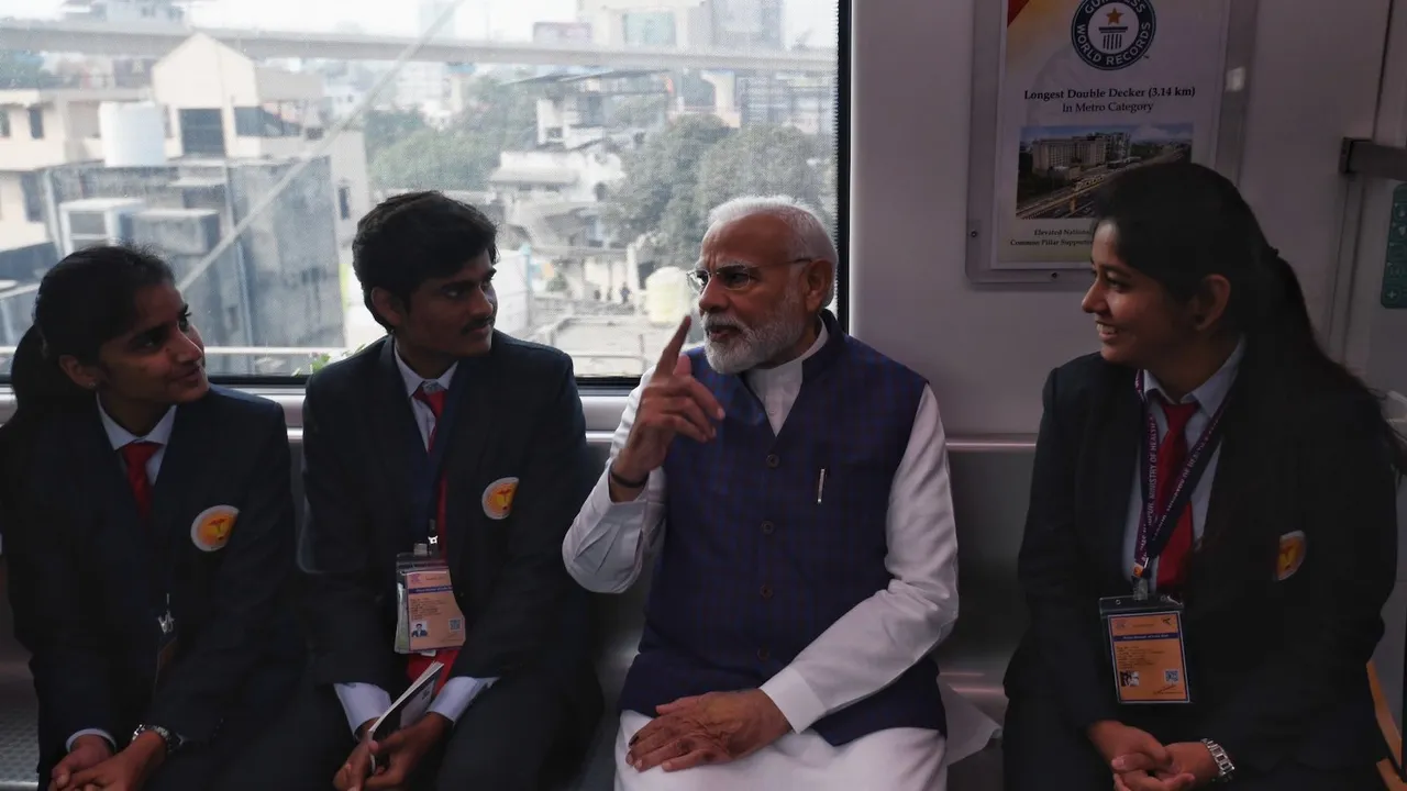 Narendra Modi taking a ride on Nagpur Metro