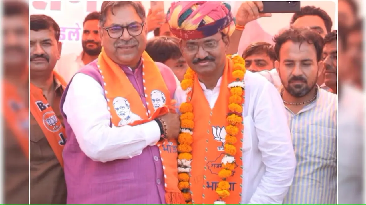 Prem Chand Bairwa with Bhajan Lal Sharma