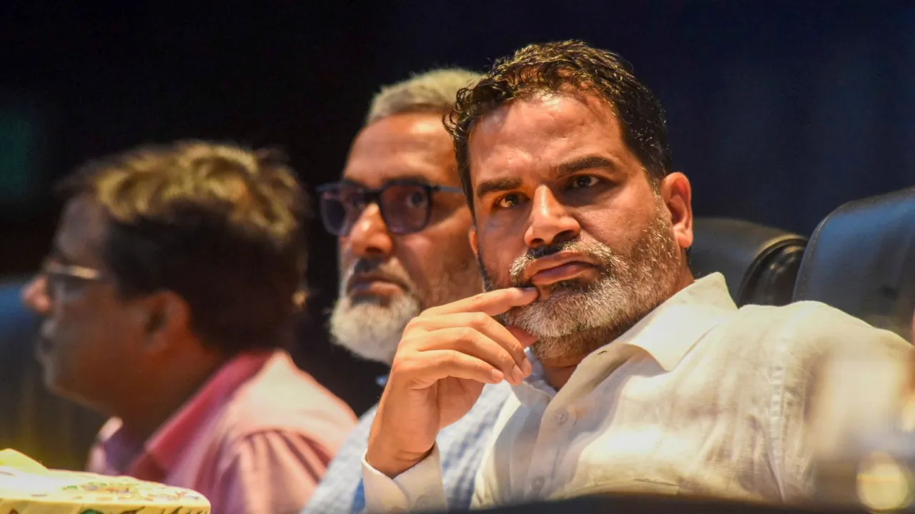 Jan Suraaj convenor and poll strategist Prashant Kishor during a meeting ahead of Bihar Vidhan Sabha poll, at Gyan Bhawan in Patna, Sunday, July 14, 2024.
