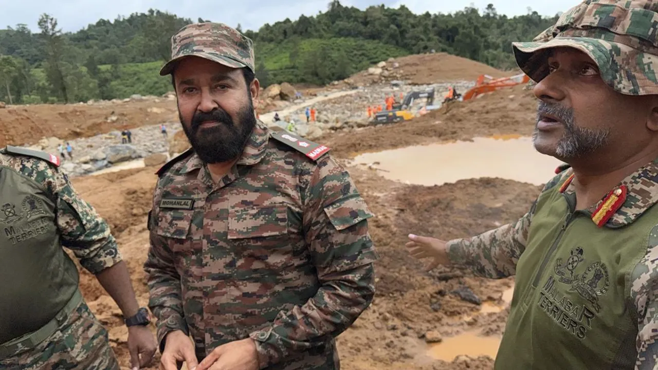 Actor and Lt Col Mohanlal along with his 122 TA Bn visits Wayanad
