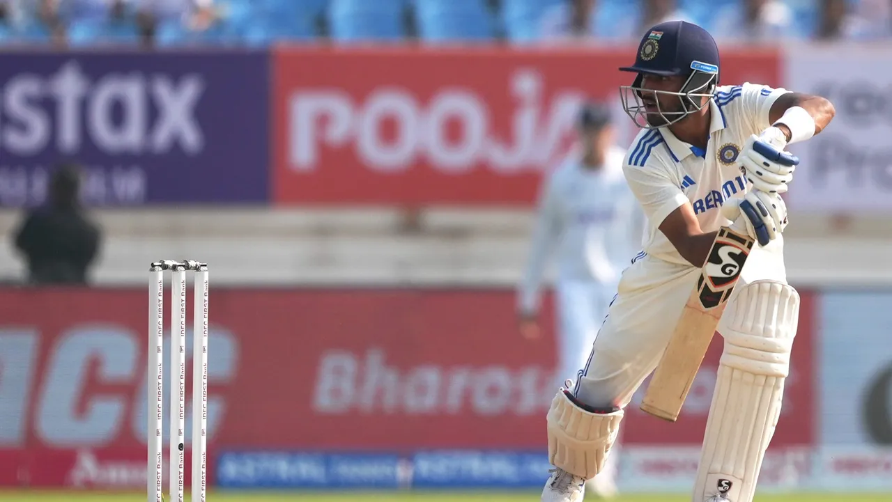 India's Dhruv Jurel plays a shot during the second day of the 3rd cricket Test match between India and England
