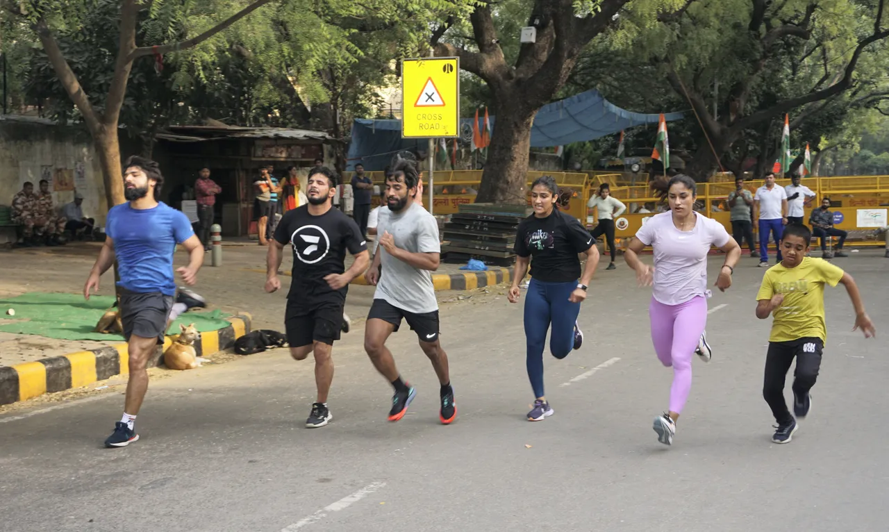 Wrestlers protest in Delhi