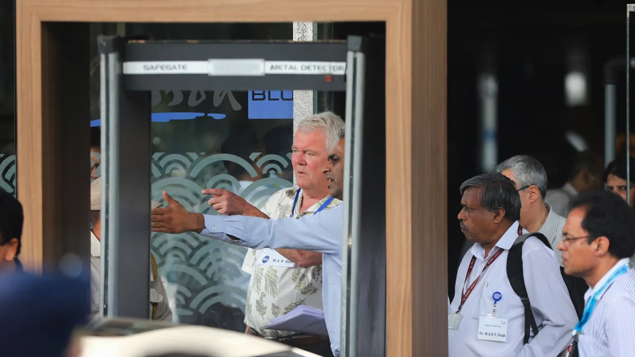 A delegation of Indo-Pakistan teams arrives to inspect two hydroelectric power projects under the Indus Water Treaty (IWT), as part of Neutral Expert proceedings, in Kishtwar district of Jammu and Kashmir, Monday, June 24, 2024.