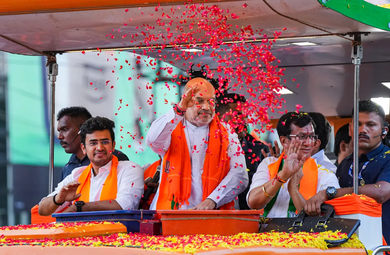 Union Home Minister and senior BJP leader Amit Shah campaigns for Karnataka Assembly poll