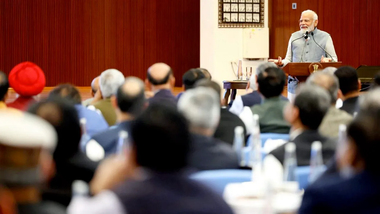 Prime Minister Narendra Modi along with the Council of Ministers during a meeting on vision document for the Viksit Bharat 2047 & detailed action plan for next 5 years, in New Delhi, Sunday, March 3, 2024.