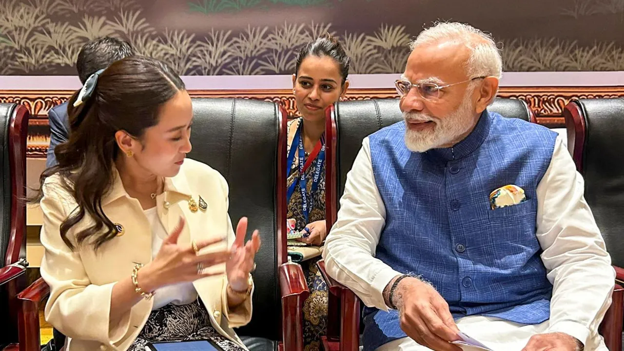 Prime Minister Narendra Modi meets Thailand Prime Minister Paetongtarn Shinawatra on the sidelines of East Asia Summit, in Vientiane, Laos.