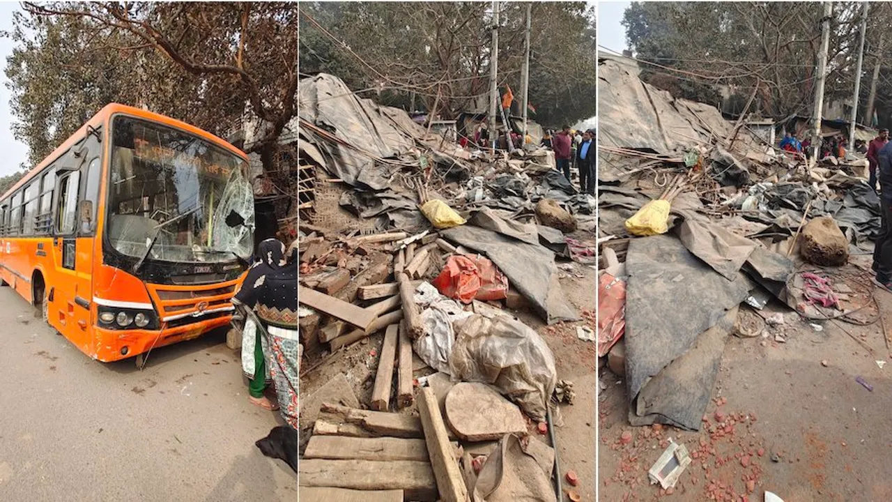 DTC bus accident on Rohtak Road in Delhi