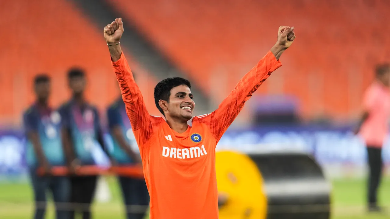 Shubman Gill during a practice session ahead of the ICC Men's Cricket World Cup 2023 match between India and Pakistan, at Narendra Modi Stadium, in Ahmedabad, Friday, Oct. 13, 2023.