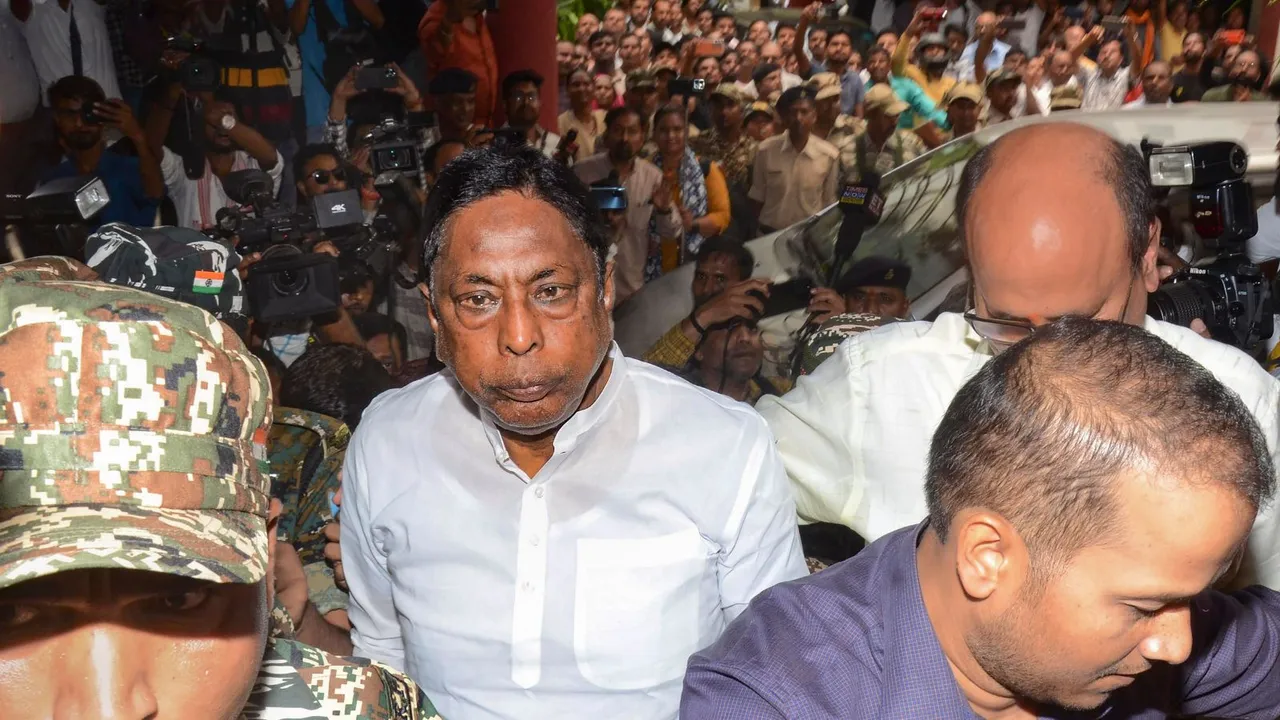 Jharkhand Minister Alamgir Alam being produced in a court in Ranchi, Thursday, May 16, 2024