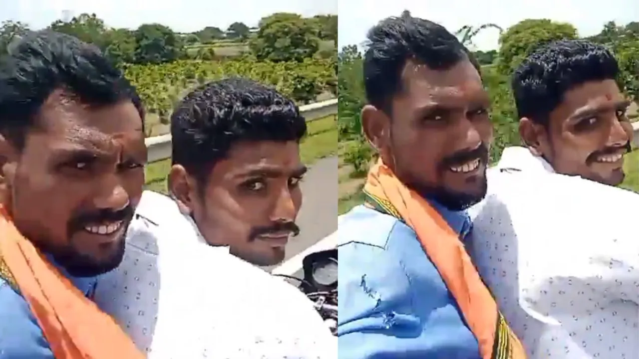 A motorcycle met with an accident while they were taking selfies on the move on Beed bypass road, a police official said on Saturday