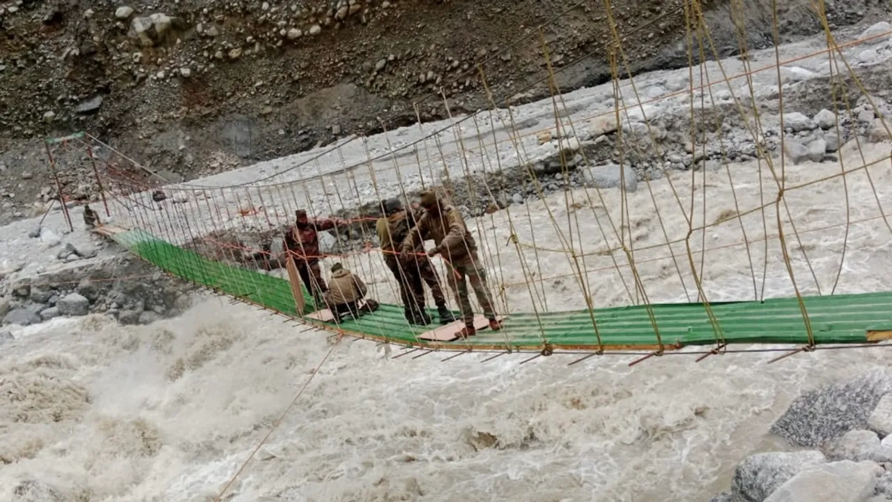 Sikkim army build suspension bridge 