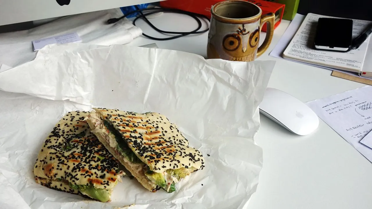 Sandwich coffee work life balance food in office