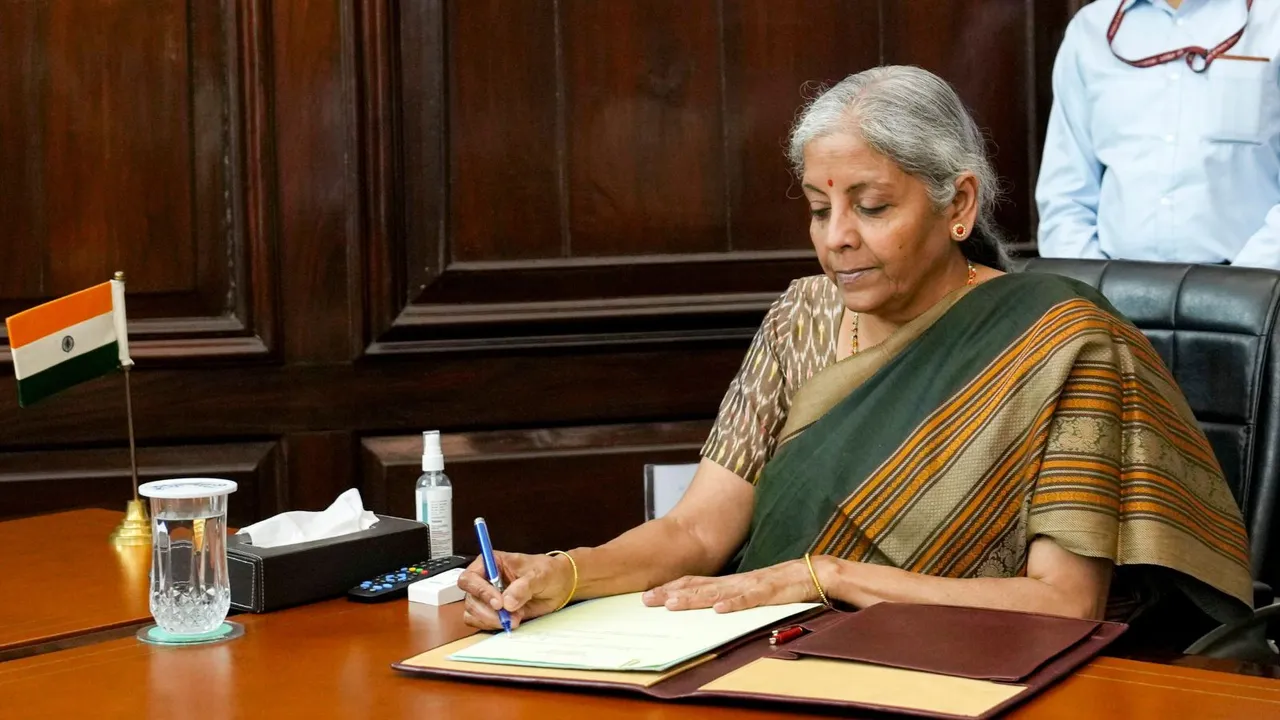 BJP MP Nirmala Sitharaman assumes charge as Finance Minister, at the South Block, in New Delhi, Wednesday, June 12, 2024.