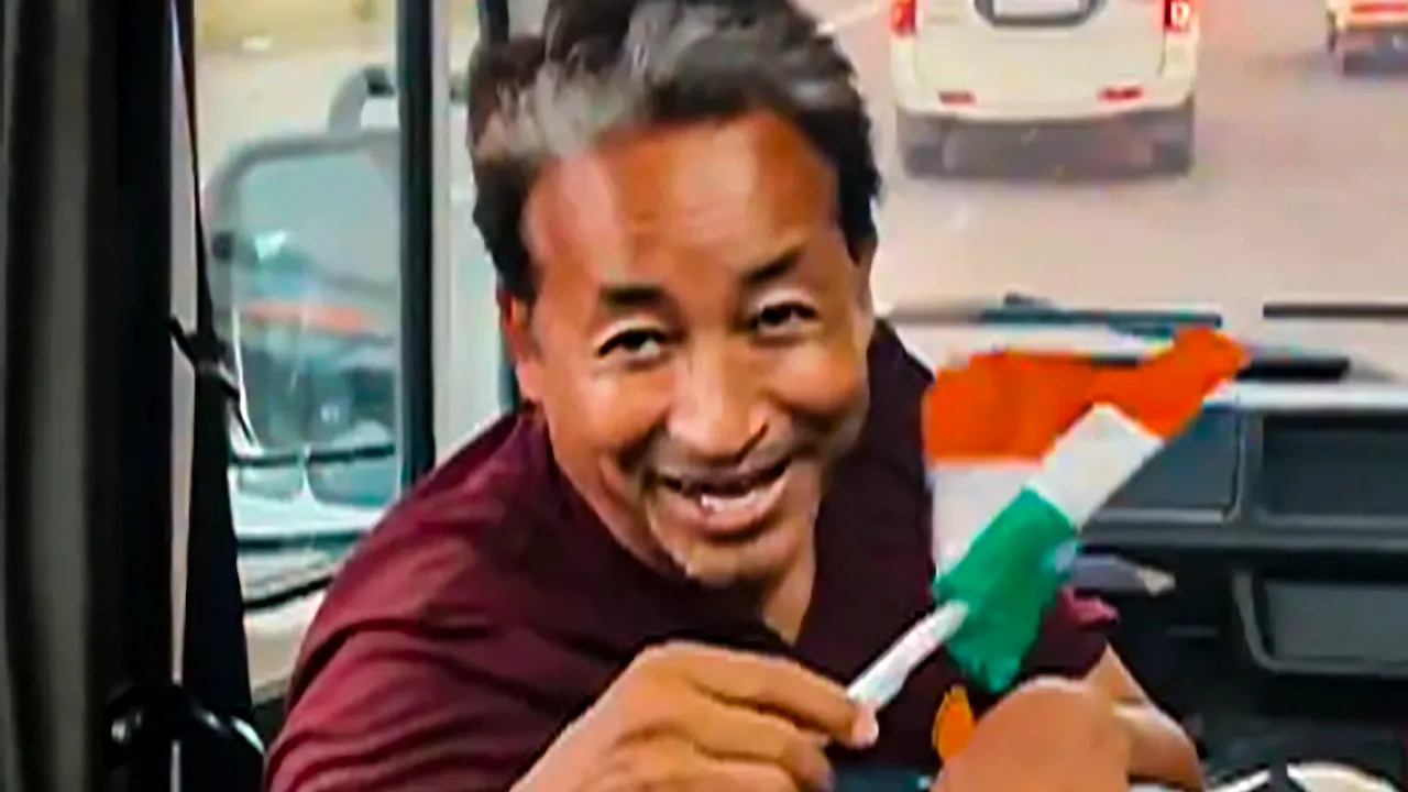 Climate activist Sonam Wangchuk during his 'Delhi Chalo Padyatra', demanding the inclusion of Ladakh in the Sixth Schedule of the Indian Constitution. Wangchuk was detained by Delhi Police at the Delhi border along with his supporters on Monday night.