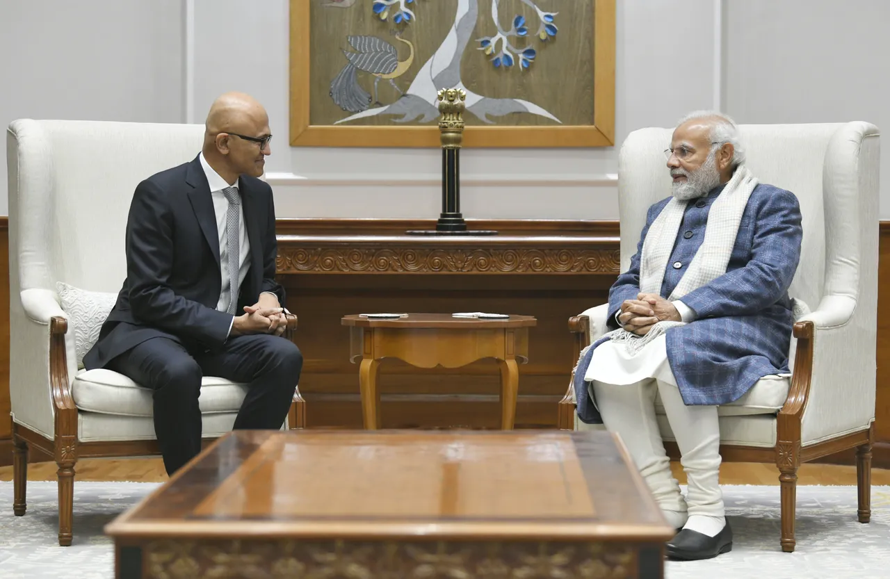 Satya Nadella Microsoft Narendra Modi
