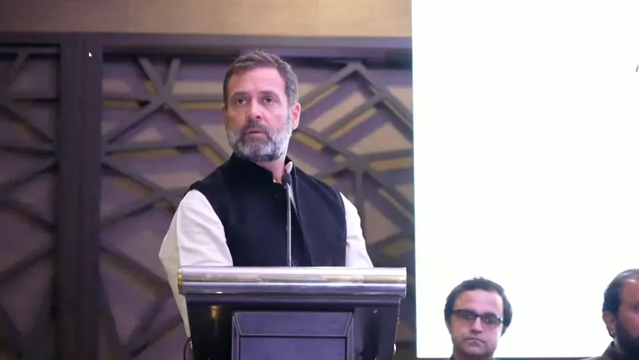 Rahul Gandhi addressing the Indian diaspora in London