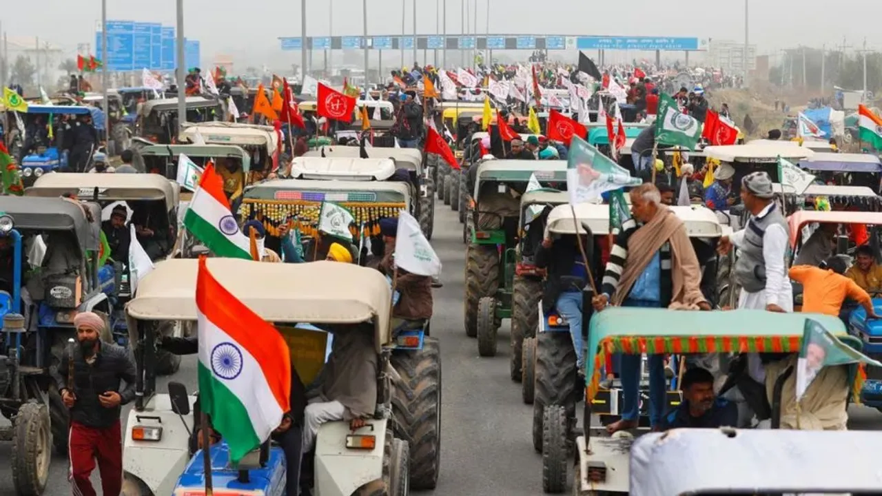 Farmers Protest Using Tractor