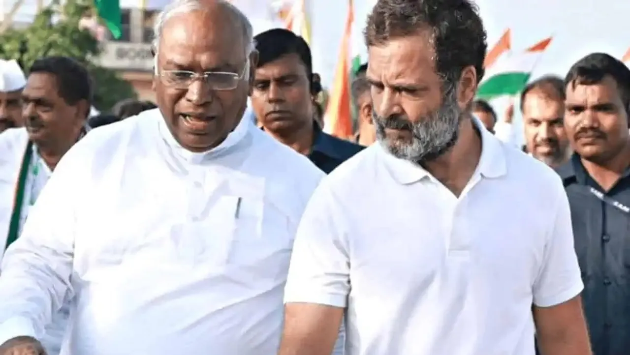 Mallikarjun Kharge and Rahul Gandhi