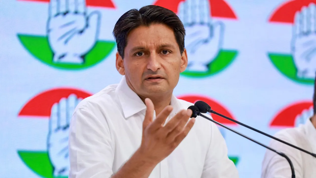 Congress leader Deepender Hooda addresses a press conference, in New Delhi, Monday, June 17, 2024.
