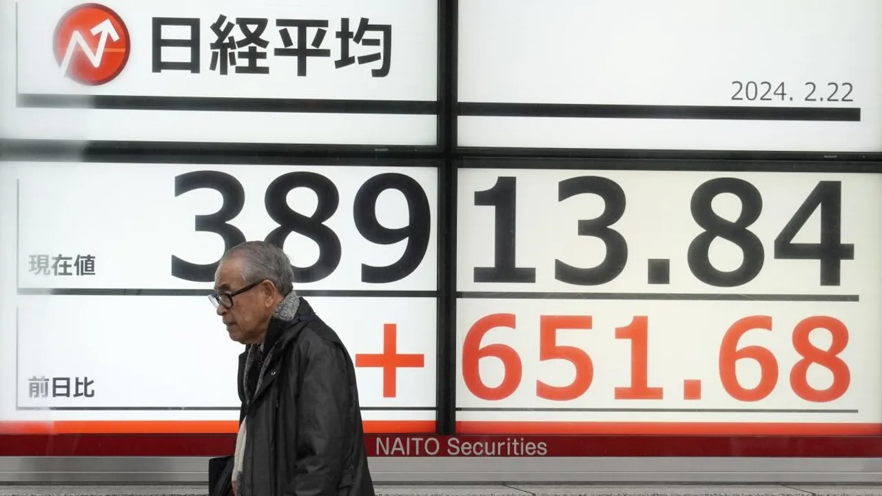 Japan’s Nikkei 225 index at a securities firm Thursday, Feb. 22, 2024