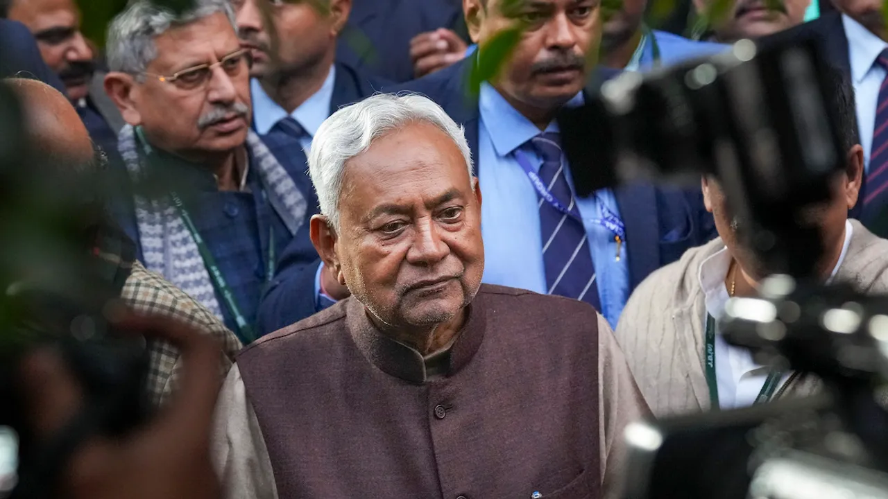 Nitish Kumar after the JD(U) national council meeting, in New Delhi, Friday, Dec. 29, 2023.