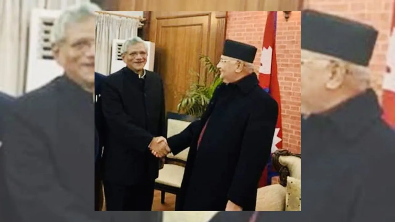 Nepal Prime Minister K P Sharma Oli and CPI(M) veteran Sitaram Yechury (File image)