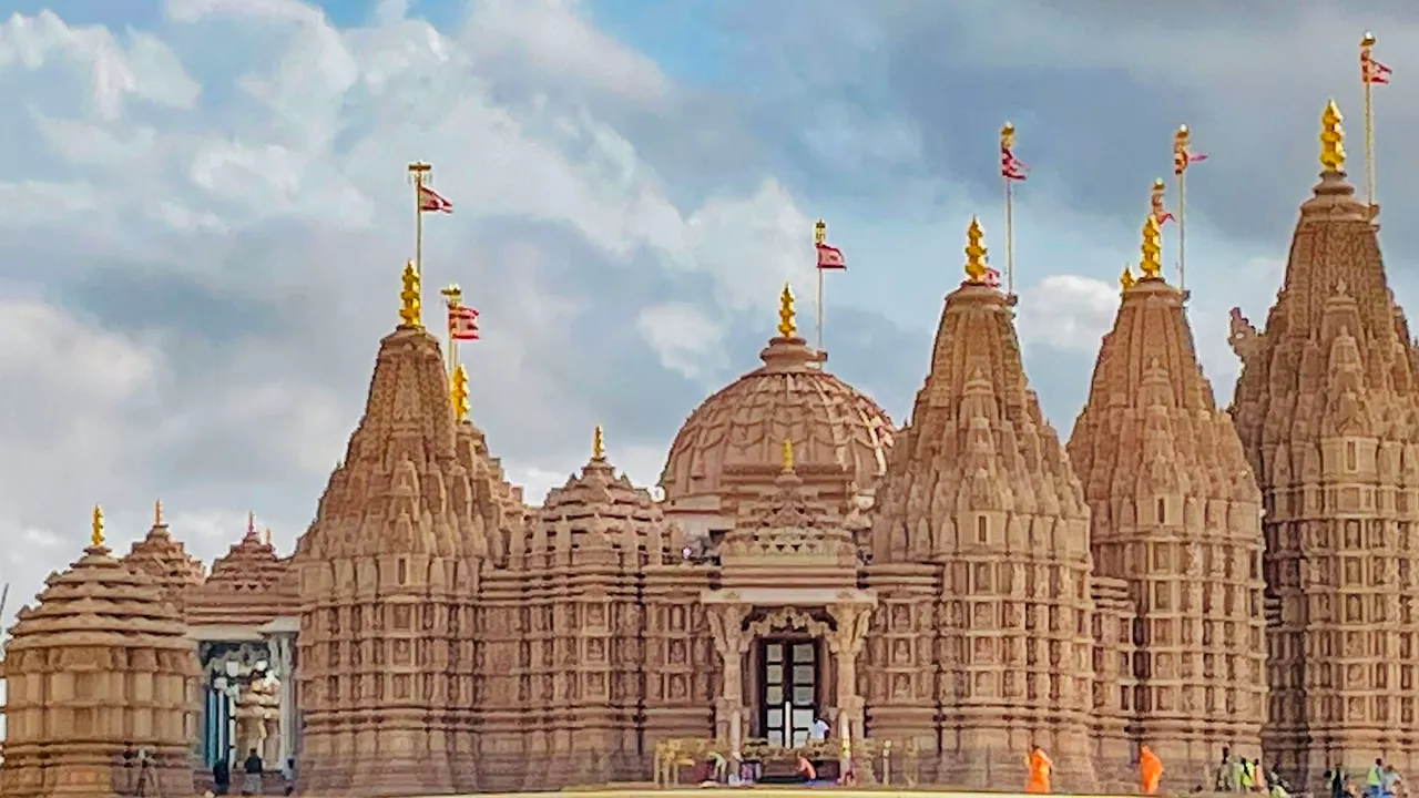 The newly constructed BAPS Hindu Mandir, ahead of its inauguration by Prime Minister Narendra Modi, in Abu Dhabi, UAE