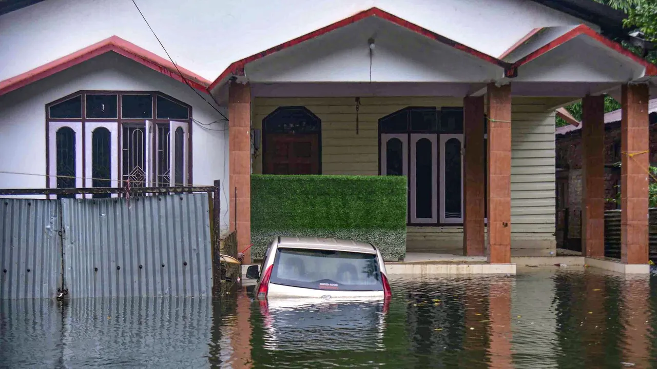 A car submerged in water at a flood-affected area of Kaliabor, in Nagaon district, Friday, July 12, 2024.