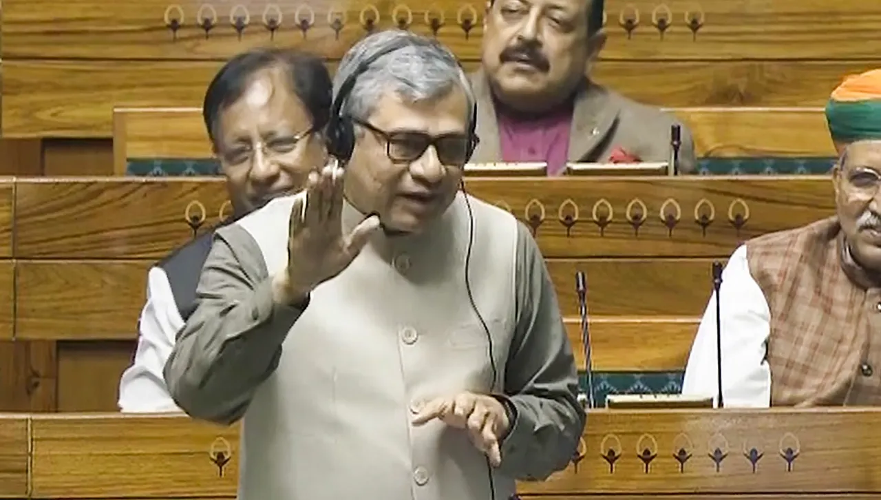 Union Minister Ashwini Vaishnaw speaks in the Lok Sabha during the Budget session of Parliament, in New Delhi