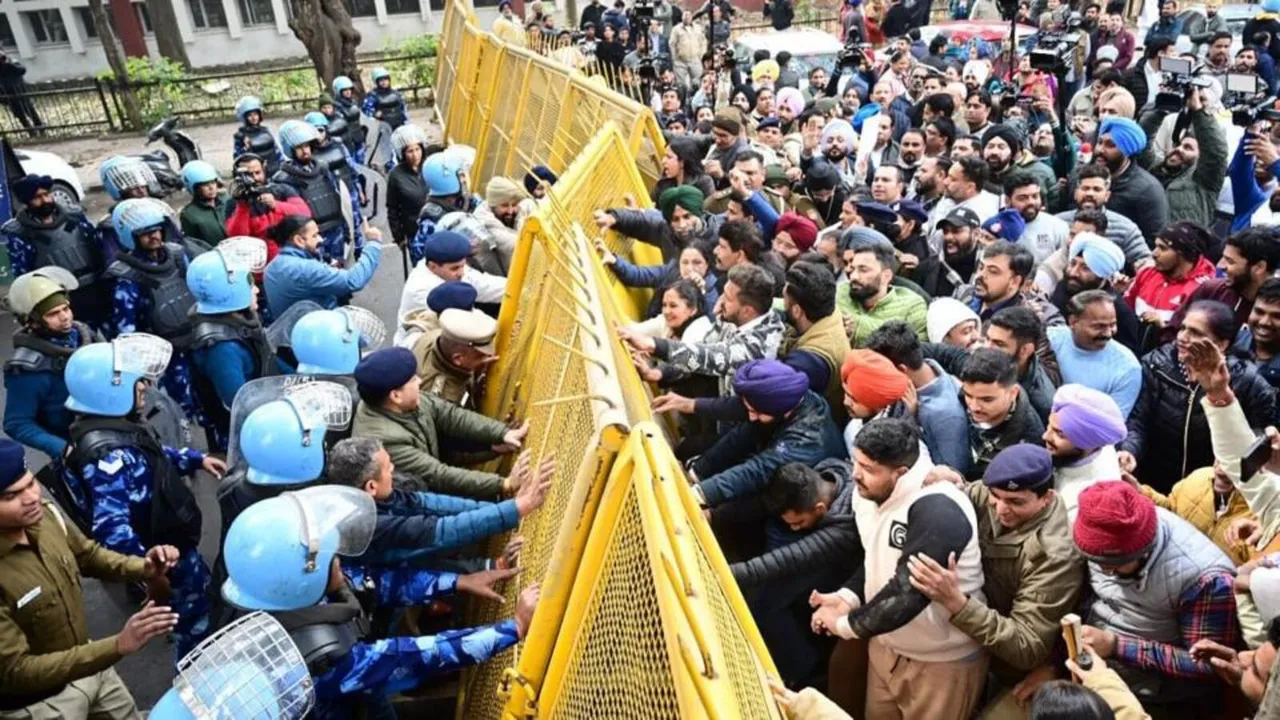 Chandigarh mayoral polls AAP Congress Protest