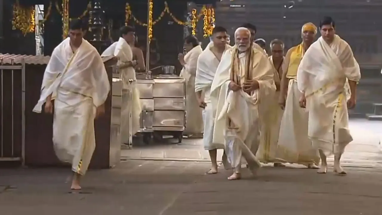 Prime Minister Narendra Modi visits Guruvayur Temple, in Guruvayur, Thrissur district, Kerala