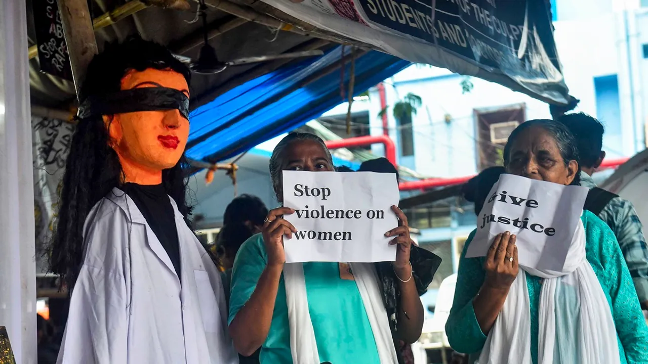 Social activists from Jharkhand protest at the RG Kar Medical College and Hospital against the alleged rape and murder of a trainee woman doctor inside the hospital, in Kolkata, Friday, Aug. 23, 2024