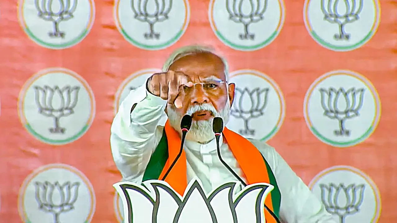 Prime Minister Narendra Modi addresses a campaign rally for Lok Sabha polls, in Balasore, Odisha, Wednesday, May 29, 2024