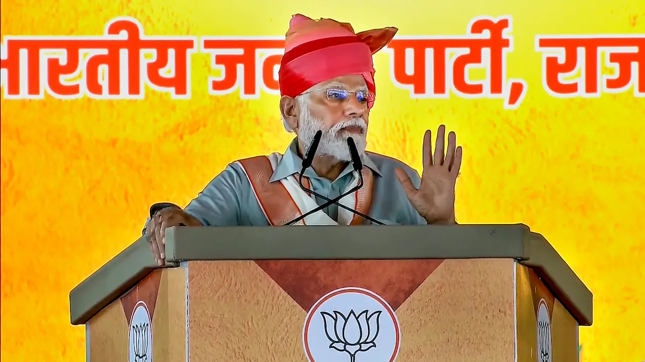  Prime Minister Narendra Modi speaks during a public meeting in Sikar, Thursday, July 27