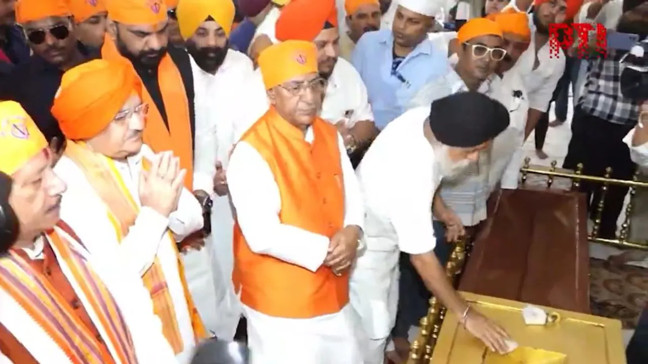 Union Minister and BJP president JP Nadda offers prayers at Takht Sri Patna Sahib in Patna, Bihar.