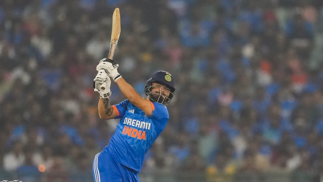 Indian batter Rinku Singh plays a shot during the fourth T20I match between India and Australia
