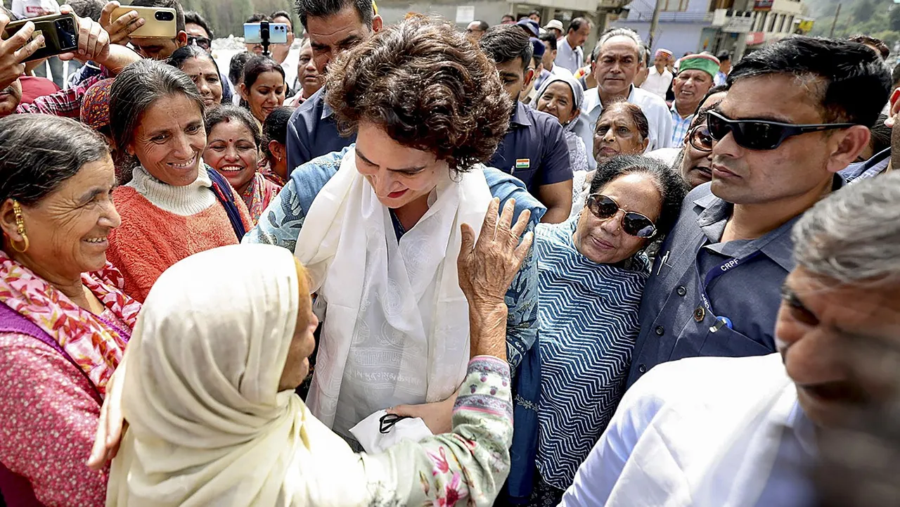 AICC General Secretary Priyanka Gandhi Vadra meets families affected by rainfall-triggered flooding in Manali, Himachal Pradesh