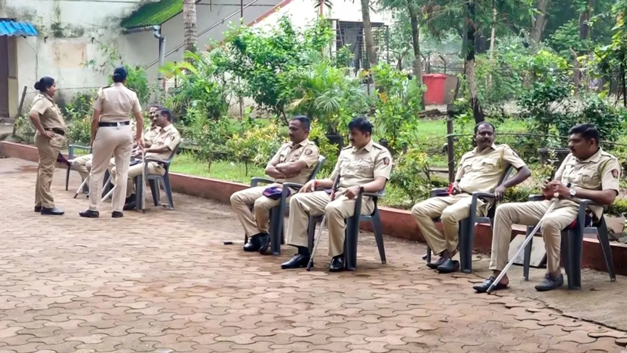 Police personnel deployed at the school in Badlapur a day after massive protests over alleged molestation of two school girls, in Thane district, Thursday, Aug. 21, 2024