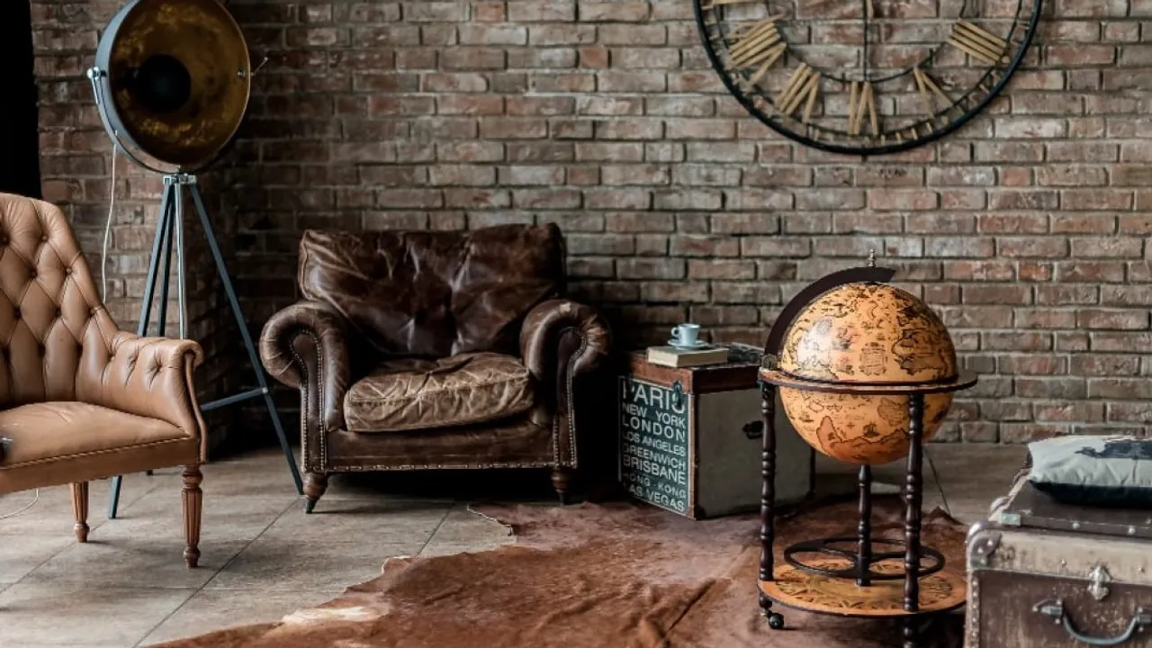 old-fashioned room interior with antique furniture decoration