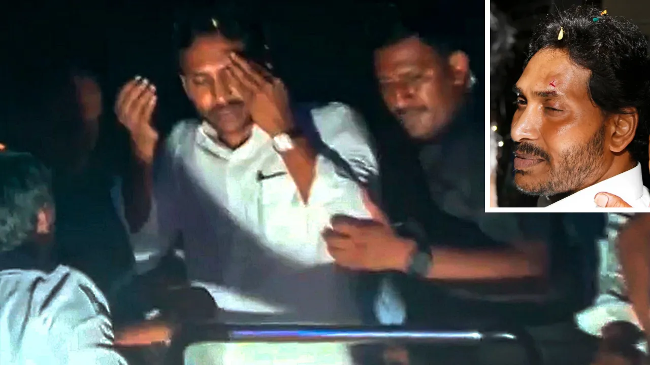 YS Jagan Mohan Reddy gets an injury on his left eye after a stone throwing incident during his Bus Siddam Yatra In Vijayawada, Saturday, April 13, 2024