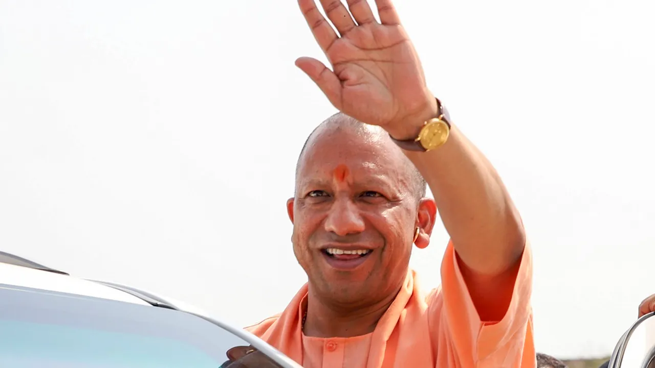 Uttar Pradesh Chief Minister Yogi Adityanath addressing a rally