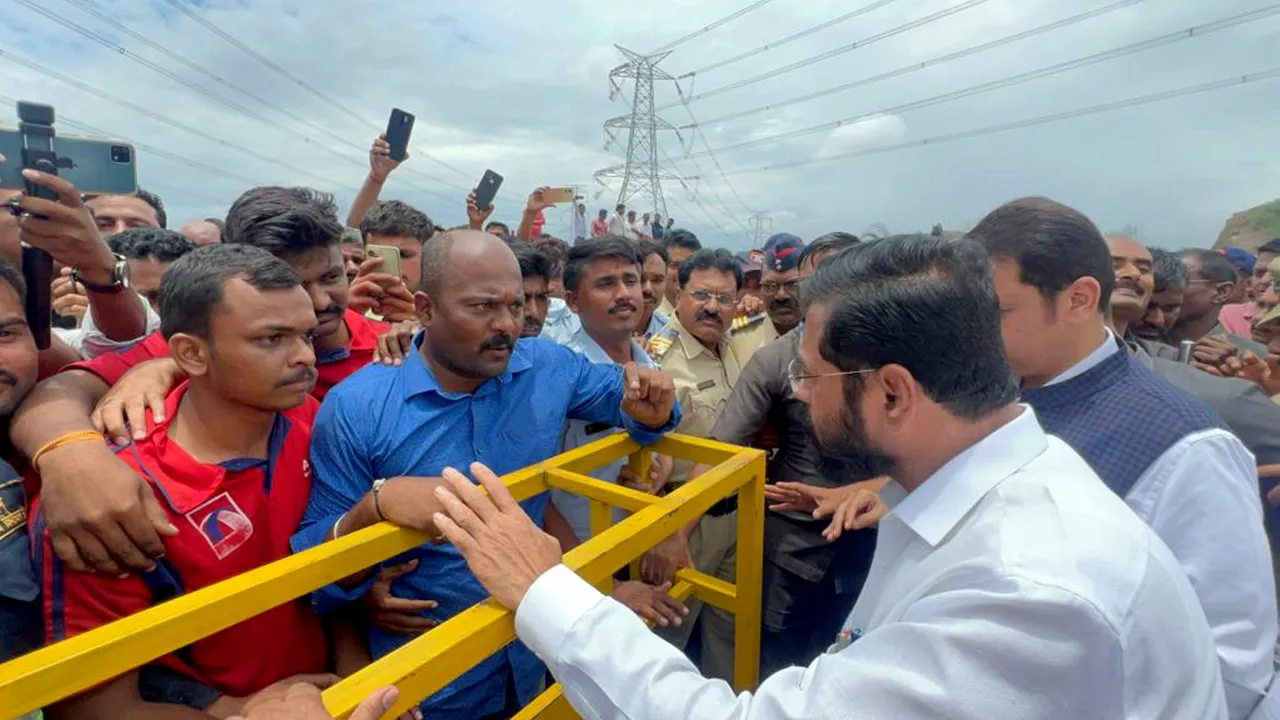 Maharashtra Chief Minister Eknath Shinde and Deputy Chief Minister Devendra Fadnavis visit the site