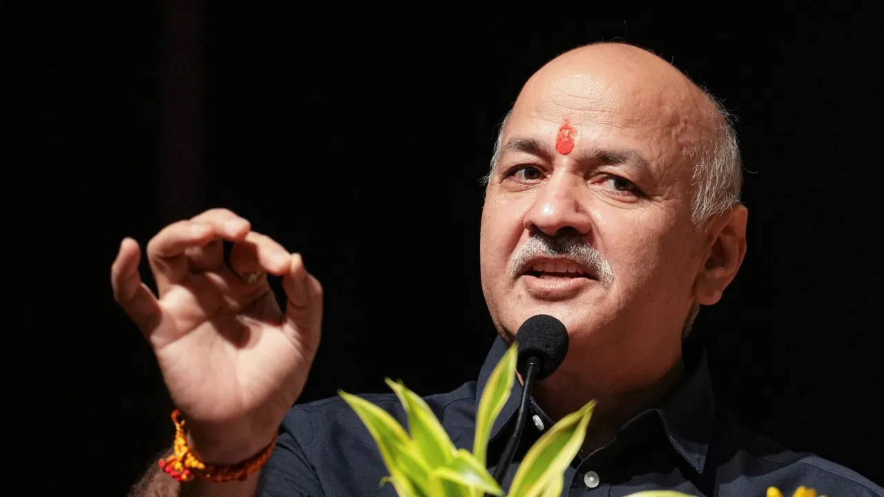 AAP leader Manish Sisodia addresses a gathering during a teachers' felicitation event organised by the Delhi Municipal Corporation on Teachers' Day, in New Delhi, Thursday, Sept 5, 2024.