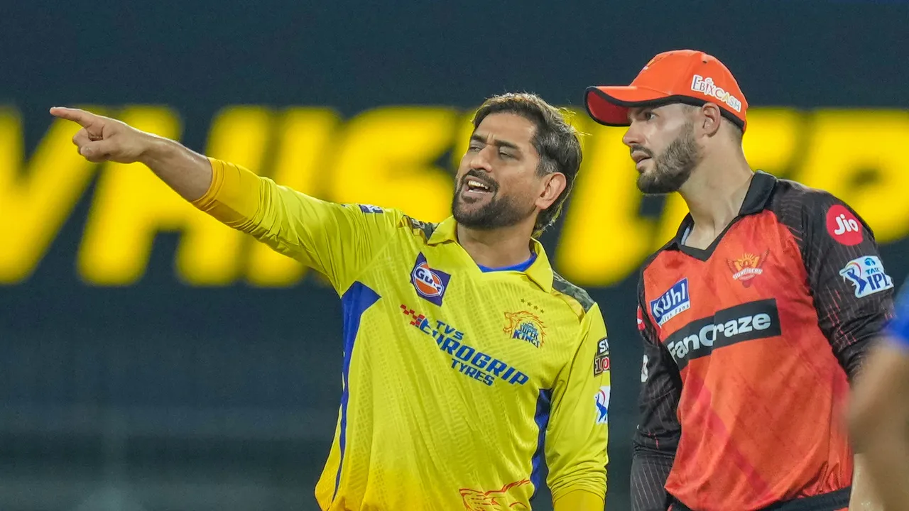 MS Dhoni and Aiden Markram at M. A. Chidambaram Stadium on April 21