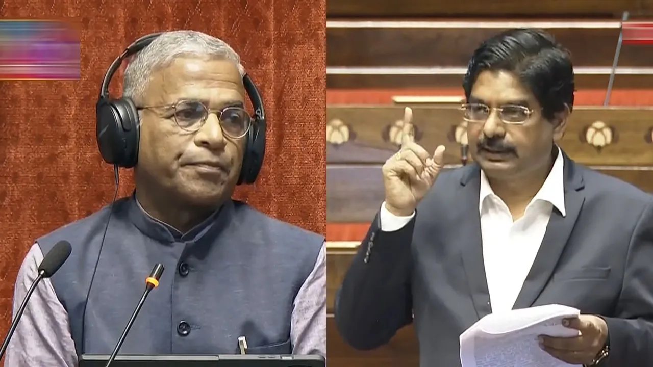 Rajya Sabha Deputy Chairman Harivansh Narayan Singh reacts as DMK MP P. Wilson speaks in the House during ongoing Parliament session, in New Delhi, Tuesday, July 2, 2024.