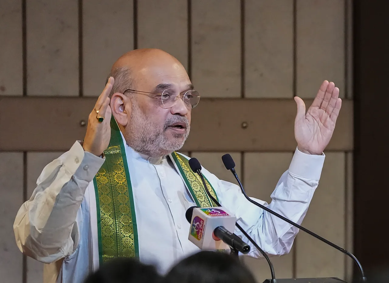 Union Home Minister Amit Shah addresses during the inauguration of a training program on legislative drafting for state and central government officials, in New Delhi