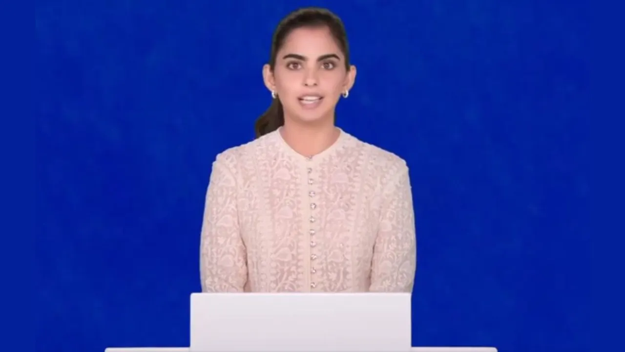 Reliance director Isha Ambani addressing the AGM